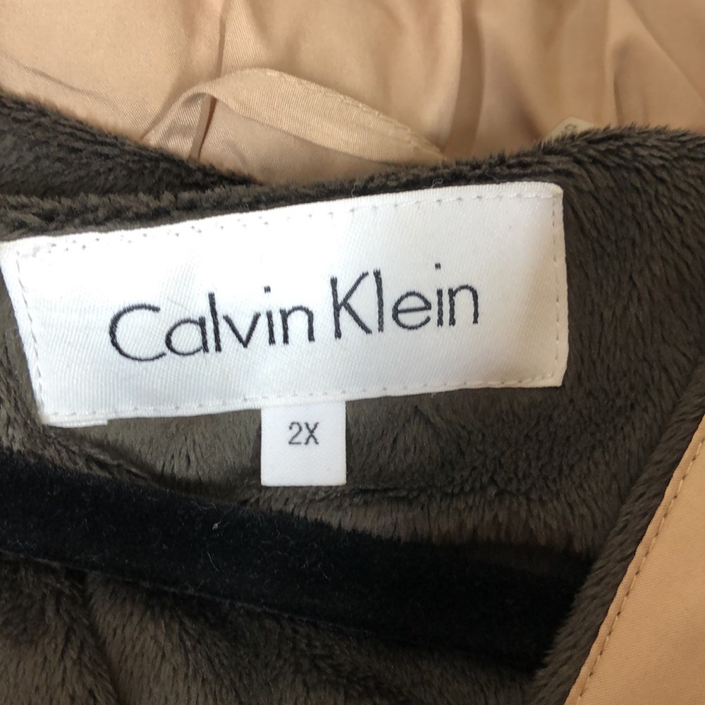 Calvin Klein Tan Down Puffer Faux Fur Hooded Jacket - Picture 4 of 11